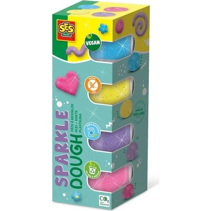 SES CREATIVE Pâte à modeler Feel Good Scintillant 4x90g