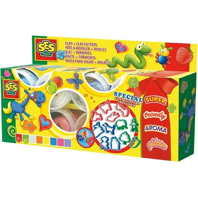 SES Creative Pâte à Modeler 8 Couleurs + Couteaux