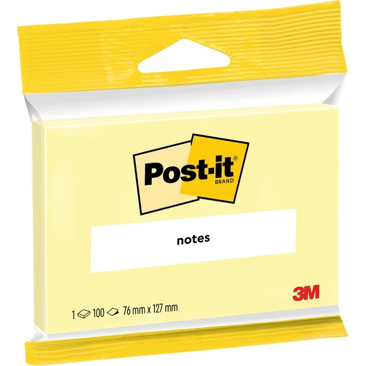 3M Post-it Notes 76x127 mm Jaune, 100 feuilles
