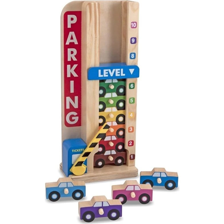 Ludicar Garage Empilable en Bois avec Voitures Colorées