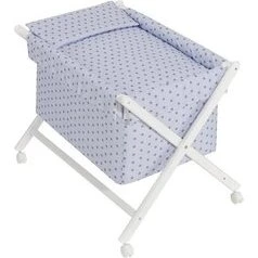 Interbaby Star Junior Berceau 90 x 72 cm Bois/Coton Bleu/Blanc