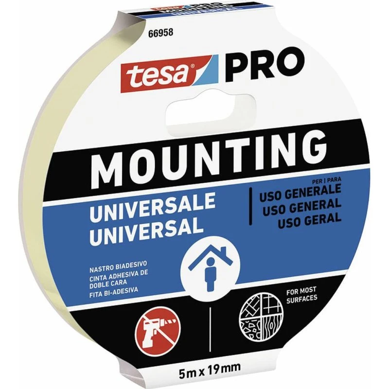 TESA 66958 Ruban Adhésif Double Face 5 m x 19 mm Blanc