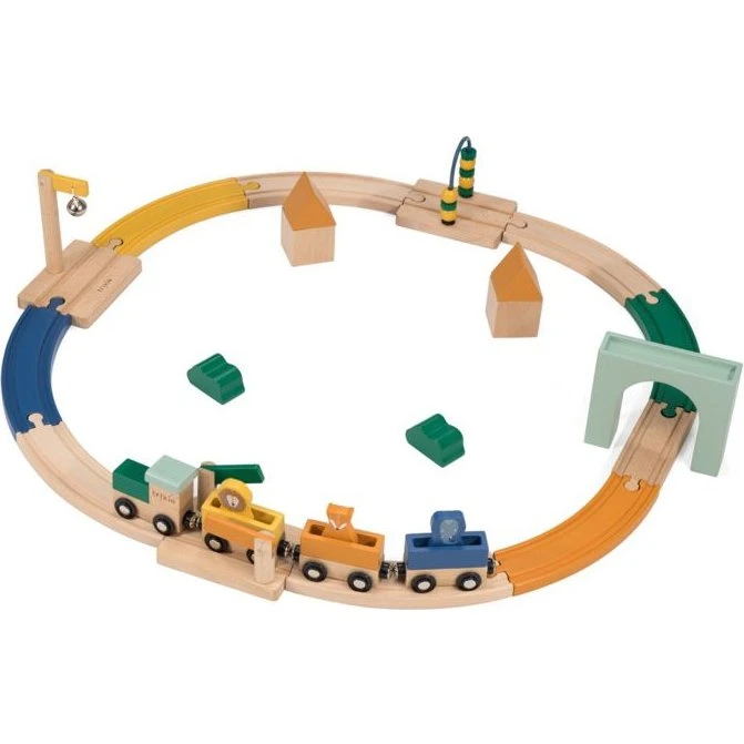 Trixie Baby - Circuit de train 30 pièces en bois