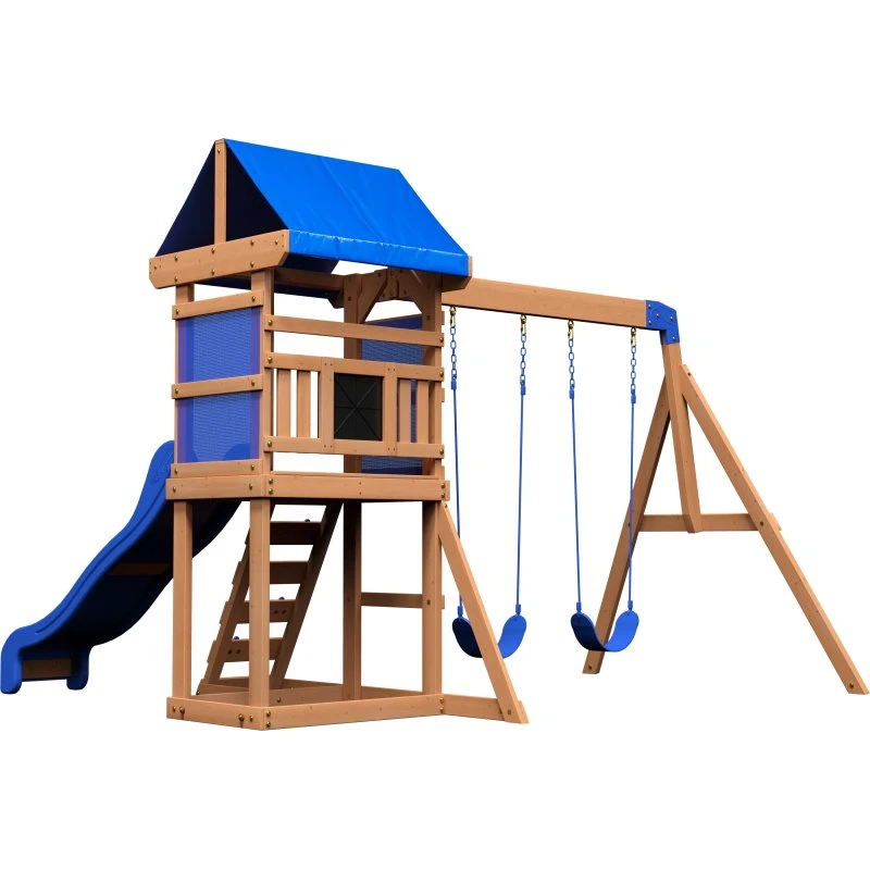 Backyard Discovery Aurora Aire de jeux en bois avec balançoire et toboggan