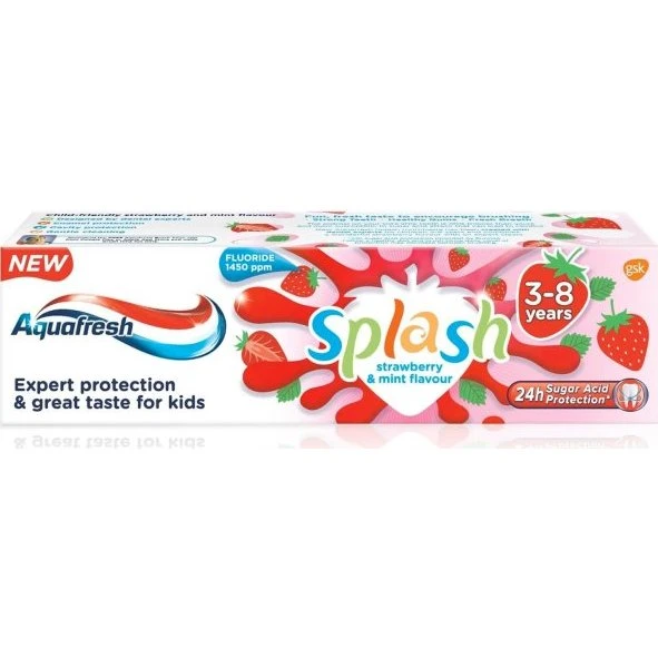 Aquafresh Kids Splash Dentifrice Fraise 50 ml