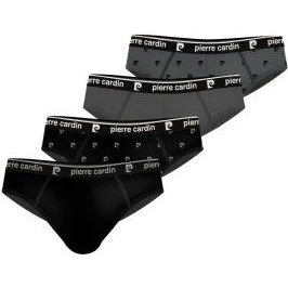 Pierre Cardin - Lot de 4 Slips Homme Coton Noir Imprimé