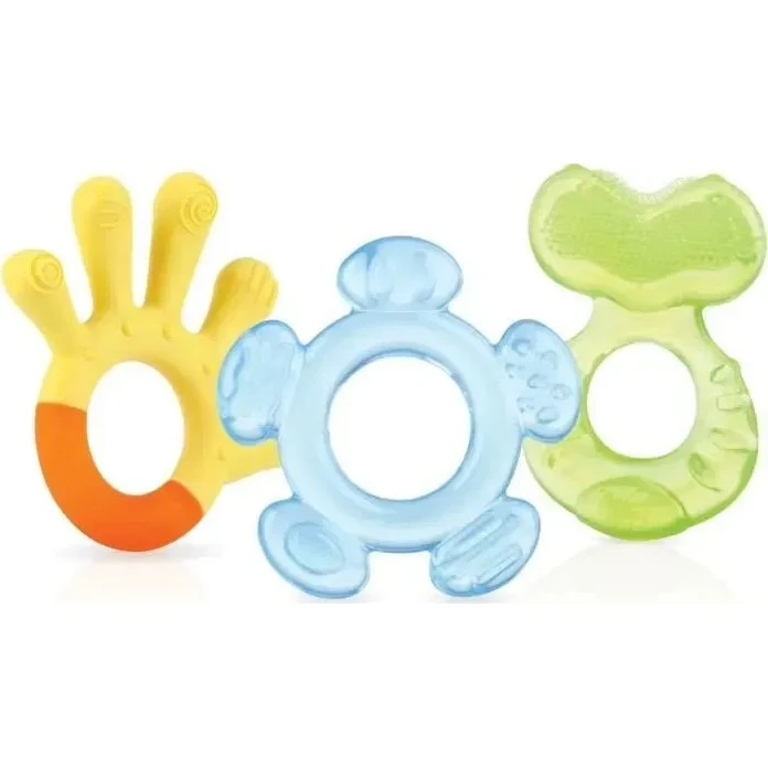 Nuby - Lot de 3 anneaux de dentition sans BPA, 3 mois+
