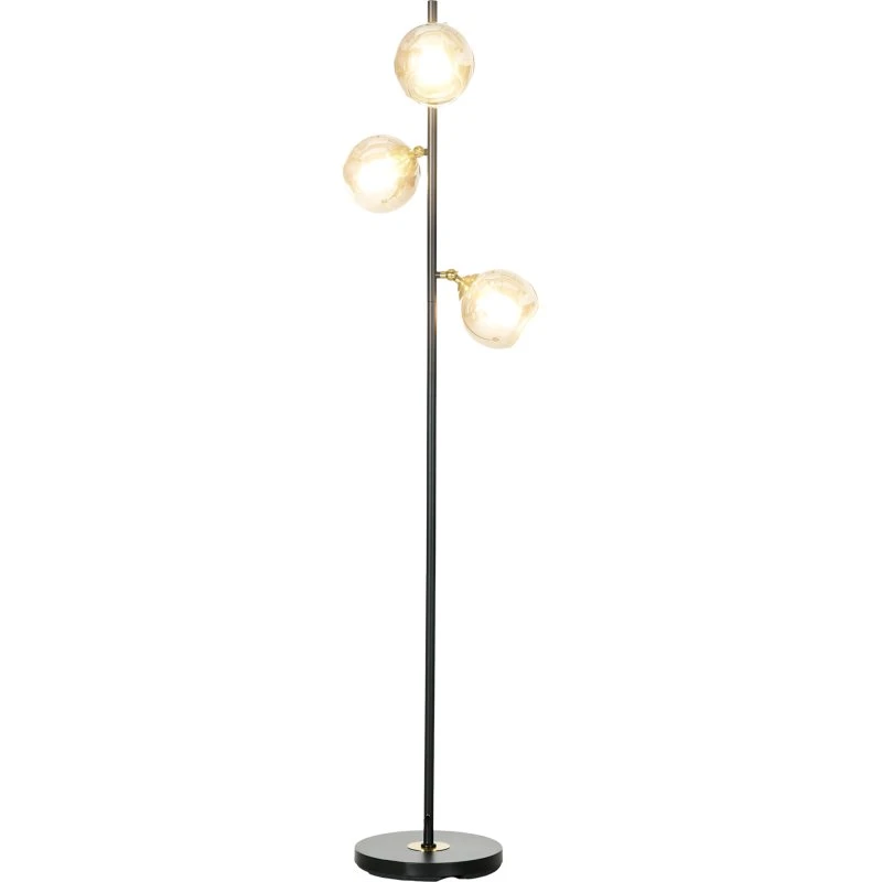 HOMCOM Lampadaire sur pied 3 abat-jours métal chromé 36 x 162 cm noir/gris