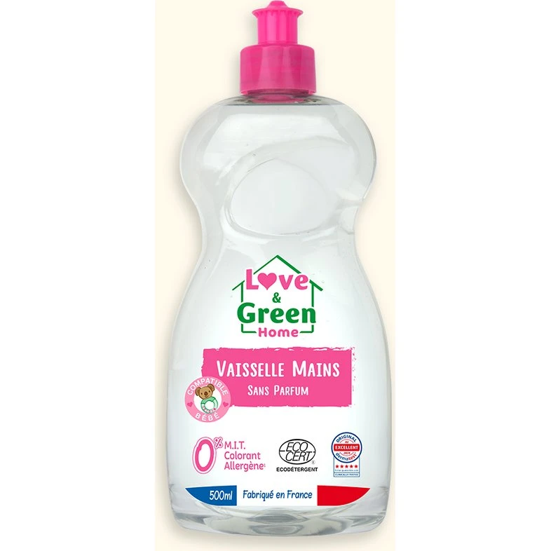 Love & Green Liquide Vaisselle Sans Parfum 500ml
