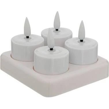 Aitor - Lot de 4 Bougies LED Rechargeables 10 cm Blanc