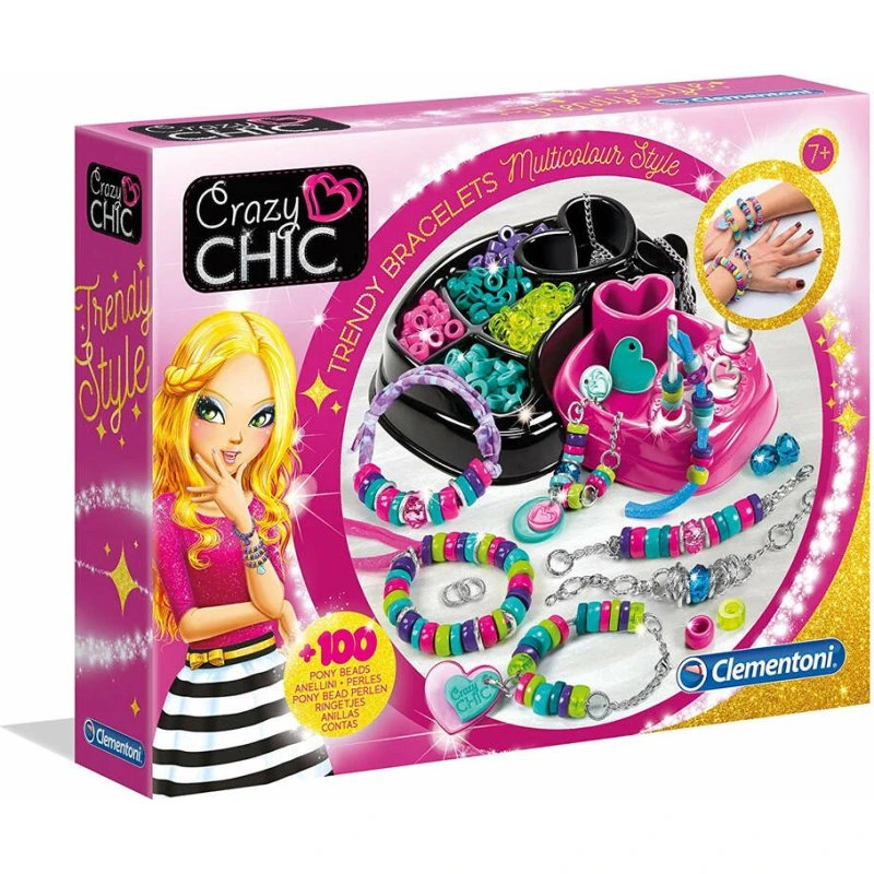Clementoni Crazy Chic - Coffret Perles Multicolores 100 Pièces