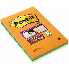 Post-it Super Sticky Bloc Ligné 101 x 152 mm Lot de 3