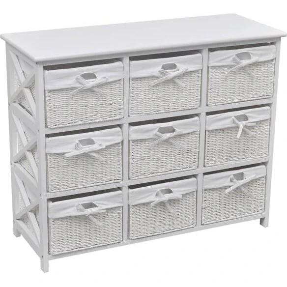 vidaXL Armoire de rangement Blanc 9 paniers