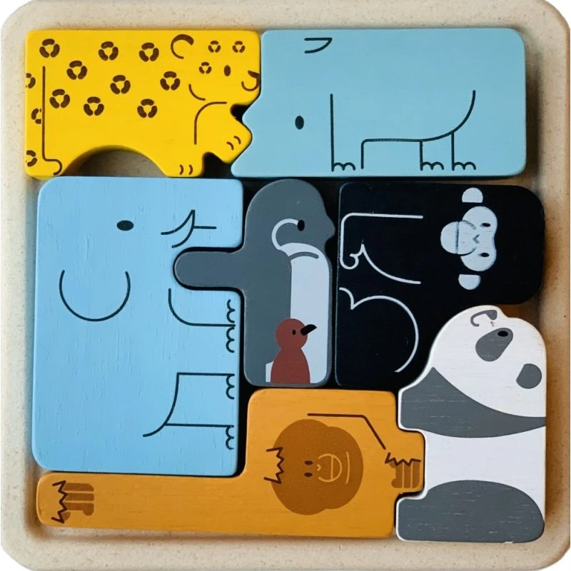 PlanToys Puzzle Animalier 2 en 1 en Bois