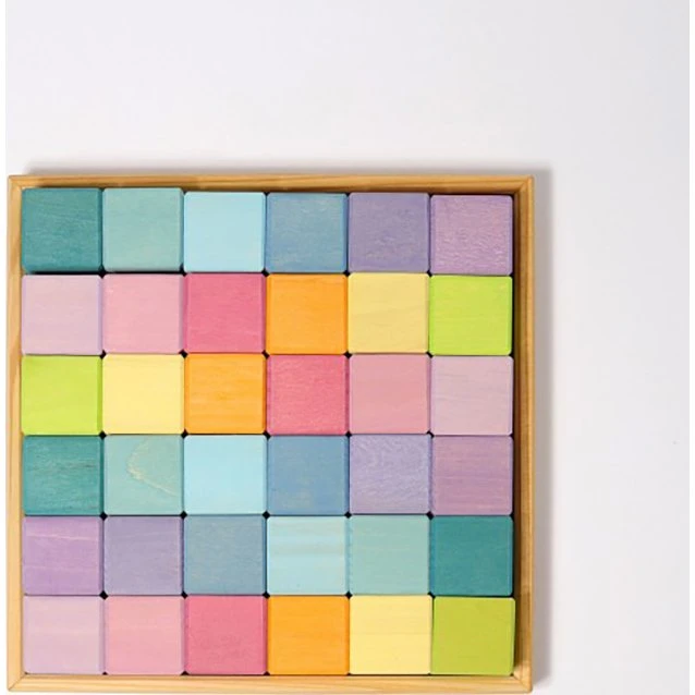 Grimm's - Blocs de construction carrés pastel (36 pièces)