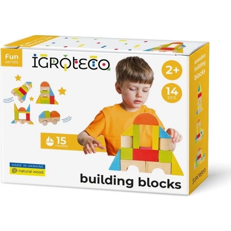 Igroteco Blocs de construction 14 pièces en bois