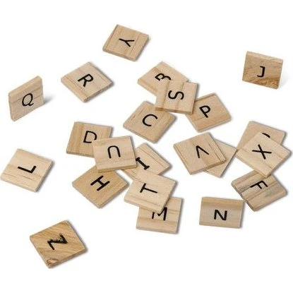 Lettres en bois alphabet façon Scrabble 60 pièces