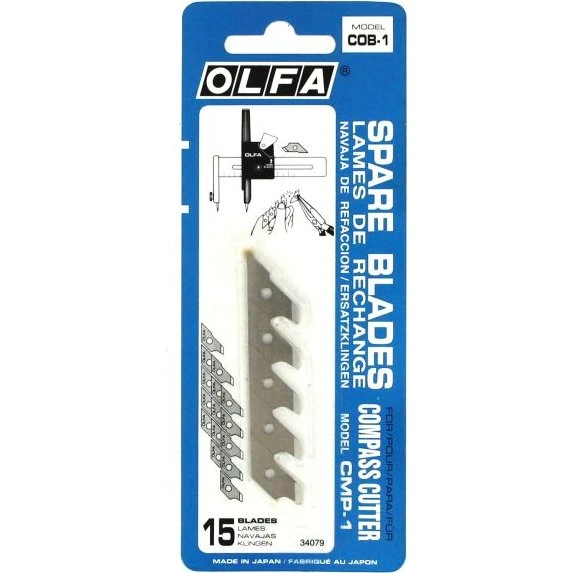 OLFA COB-1 - 15 lames de rechange pour compas cutter CMP-1