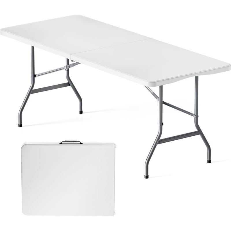 Wiltec Table de camping pliante 1800x750 mm gris clair
