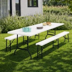 ID Market Table Pliable 180 cm + 2 Bancs