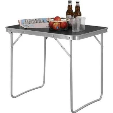 Camping Table Alu-MDF 70x60x50 cm Noir