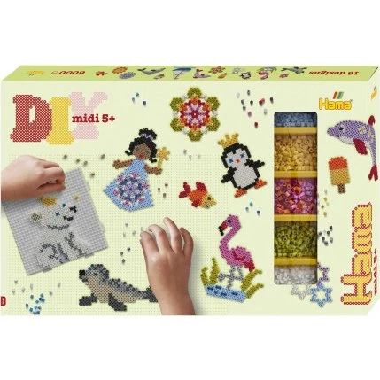 Hama Midi Boîte Cadeau 6000 Perles + 3 Assiettes
