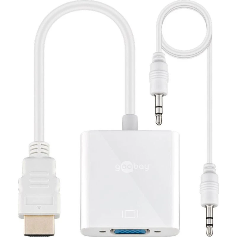 Goobay HDMI mâle/VGA femelle + Jack 3.5 mm Blanc