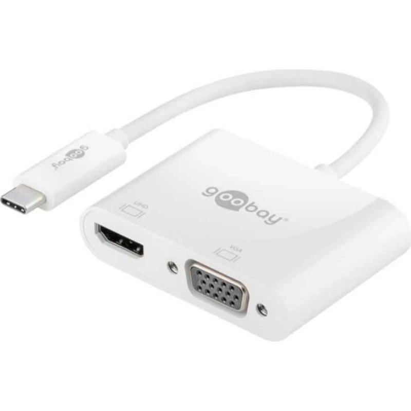 Goobay Adaptateur USB-C HDMI+VGA Blanc