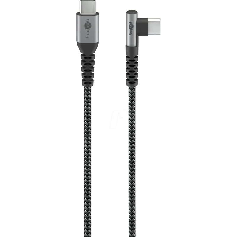 Goobay Câble USB-C coudé 90°, 1 m, gris espace