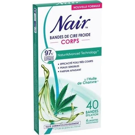 NAIR Bandes de Cire Froide Corps 97% Naturel, 40 Ba