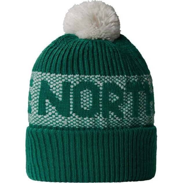 The North Face Retro Cabin Beanie Evergreen/White Pom