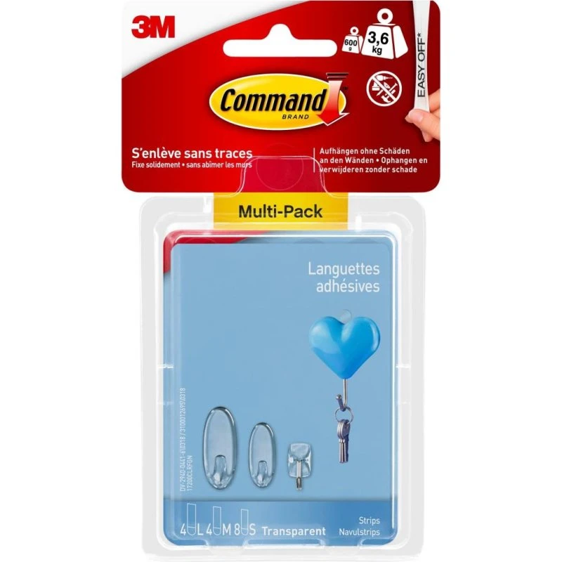 3M Command Strips Recharge Transparent 16 Pièces