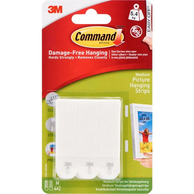 3M Command Languettes Autocollantes Moyennes - Lot de 12