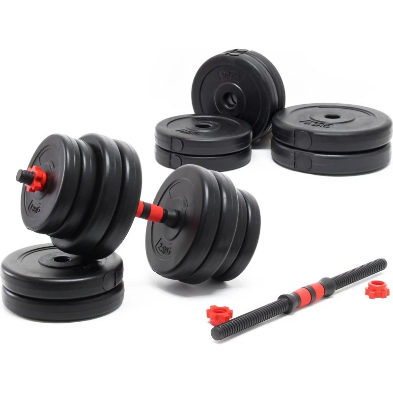 LUXTRI Kit Haltères Courts 30 kg - 16 Plaques Fonte