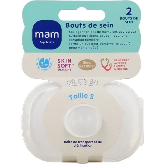 MAM Bout de sein silicone x2 taille S transparent