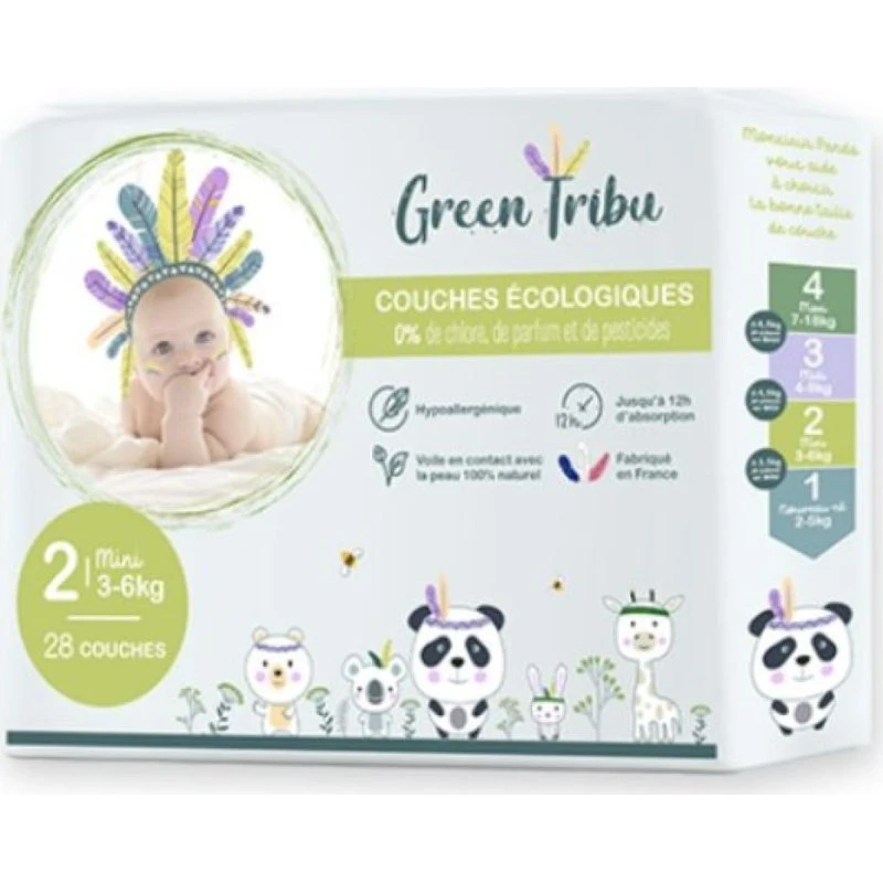 Green Tribu Couches Bébé Mini T2 28 couches