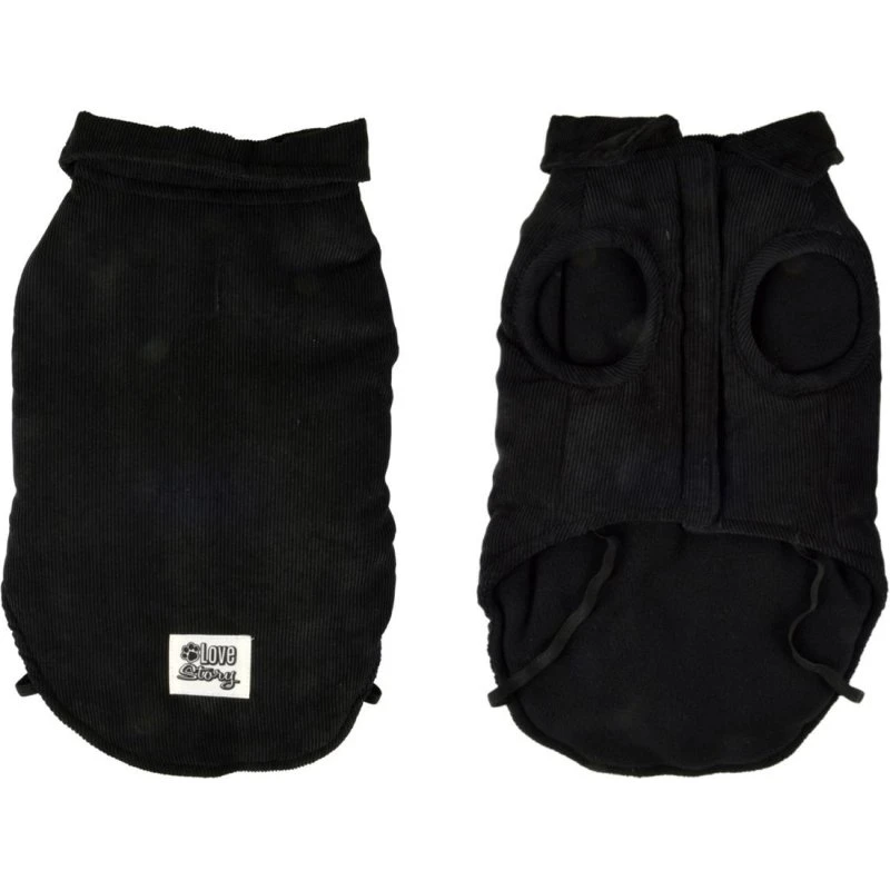 Manteau Pour Chien Velours Côtelé 30cm Noir