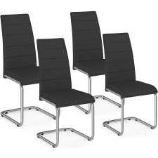 MIA Lot de 4 chaises noires pour salle à manger