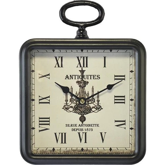 Horloge Carrée Métal Noir 20x26cm