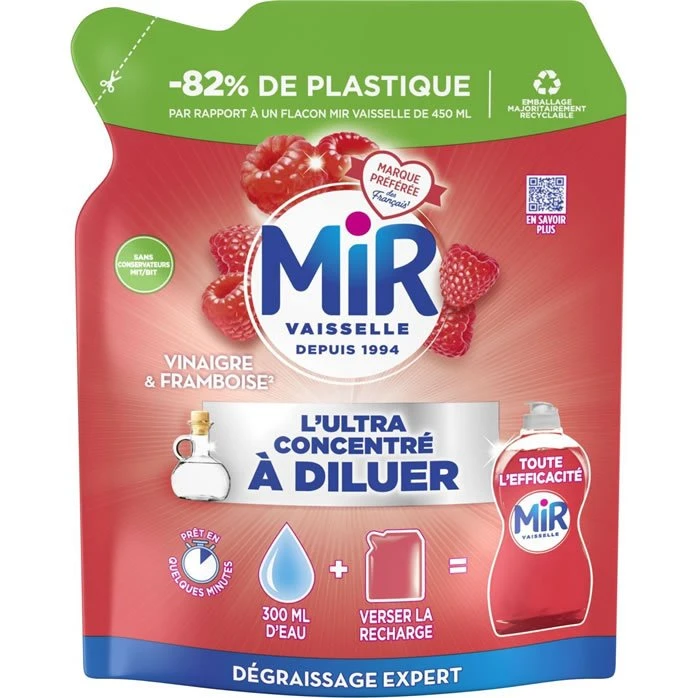 Mir Liquide Vaisselle Concentré Vinaigre & Framboise 150ml
