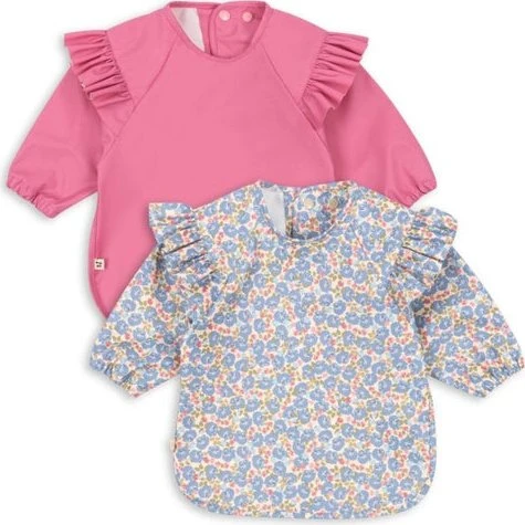 Konges Sløjd Bavoirs à Manches Fleur Rosier/Château Rose 2pcs