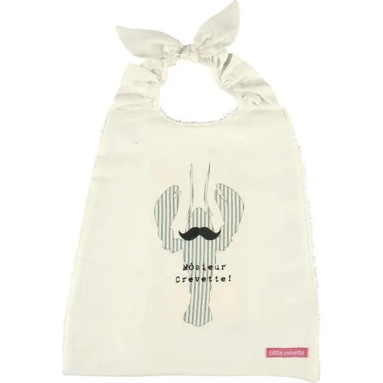 Môsieur Crevette Bavoir Élastique Lin&Coton Bio
