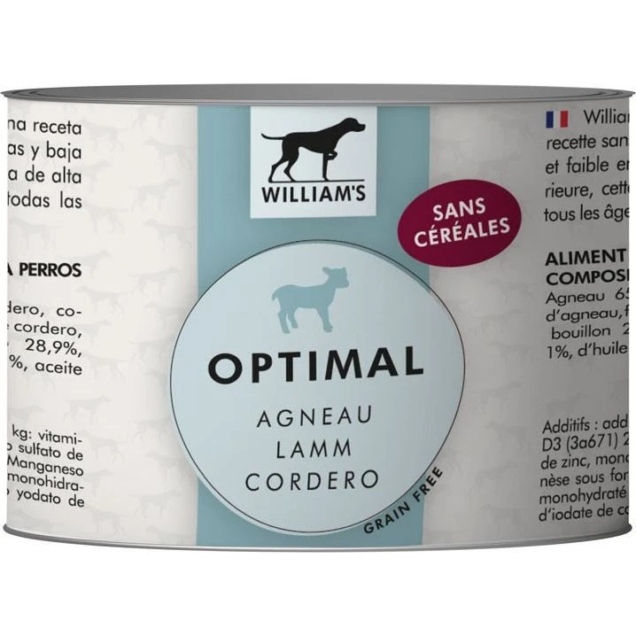 William's Optimal Terrine Agneau 800g Sans Céréales