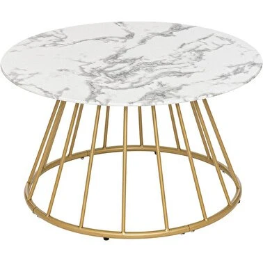 Atmosphera Table basse Rayo 70 cm blanc doré
