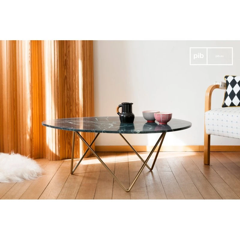 Trivisan Table basse en marbre vert doré