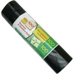 PUBLI EMBAL Sac Poubelle 100L x10 Poignées Coulissantes Noir 28µ