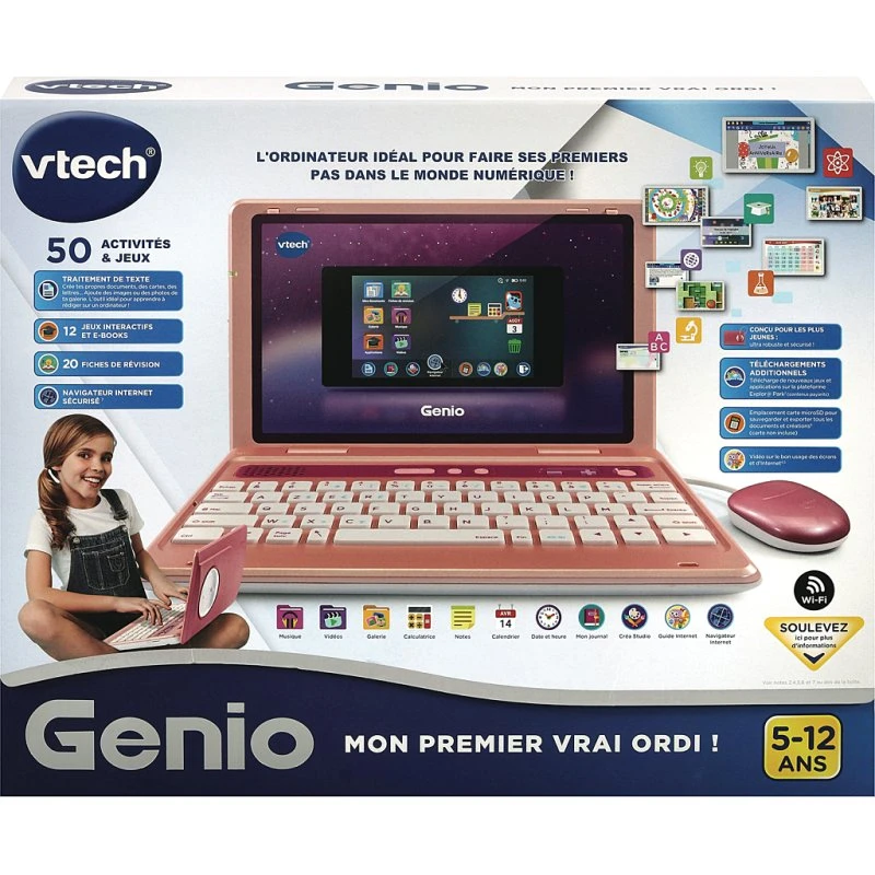VTECH Genio Mon Premier Vrai Ordinateur Rose
