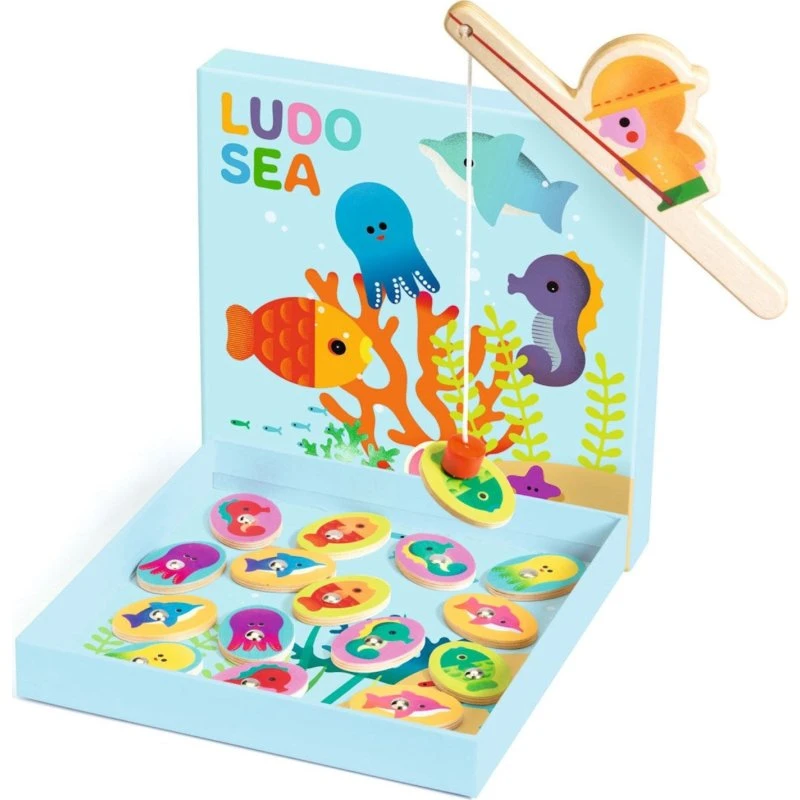 Djeco Ludo Sea - 4 Jeux en Bois pour Enfants dès 2 Ans