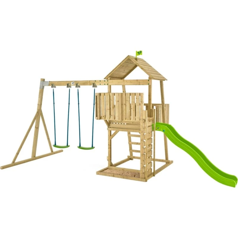 Kingswood Tour Échelle Plateforme Balcon Bac à Sable Toboggan 2 Balançoires Bois FSC®