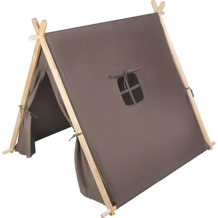 Small foot Tente de jeu taupe en bois et tissu